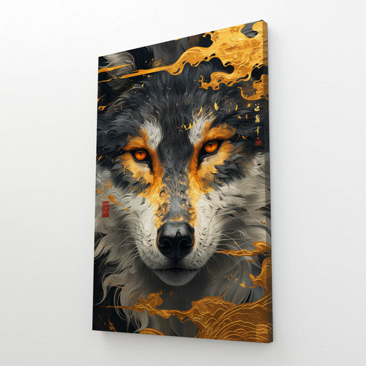 Gold And Black Wolf Art