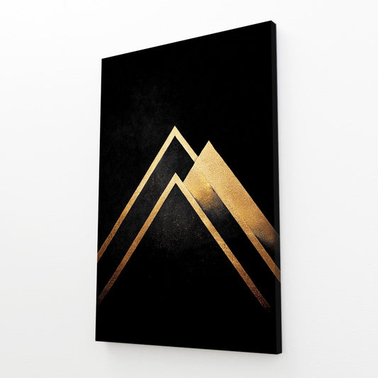 Gold Peak Triangles Prints – angled canvas view on white background