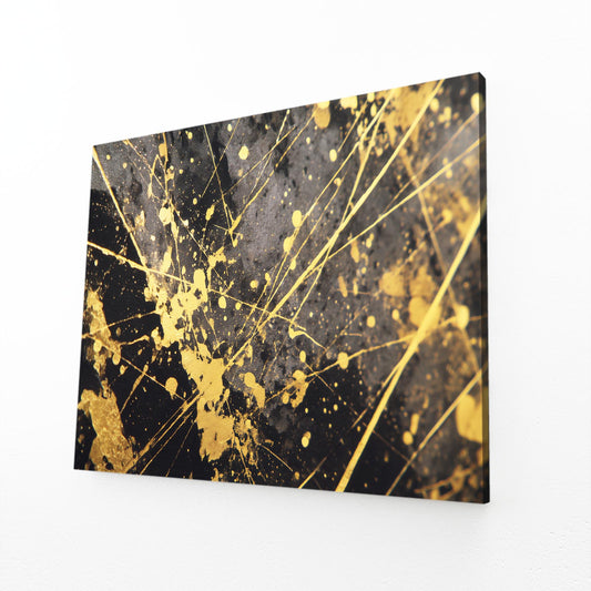 Gold Splatter Web Canvas – angled canvas view on white background