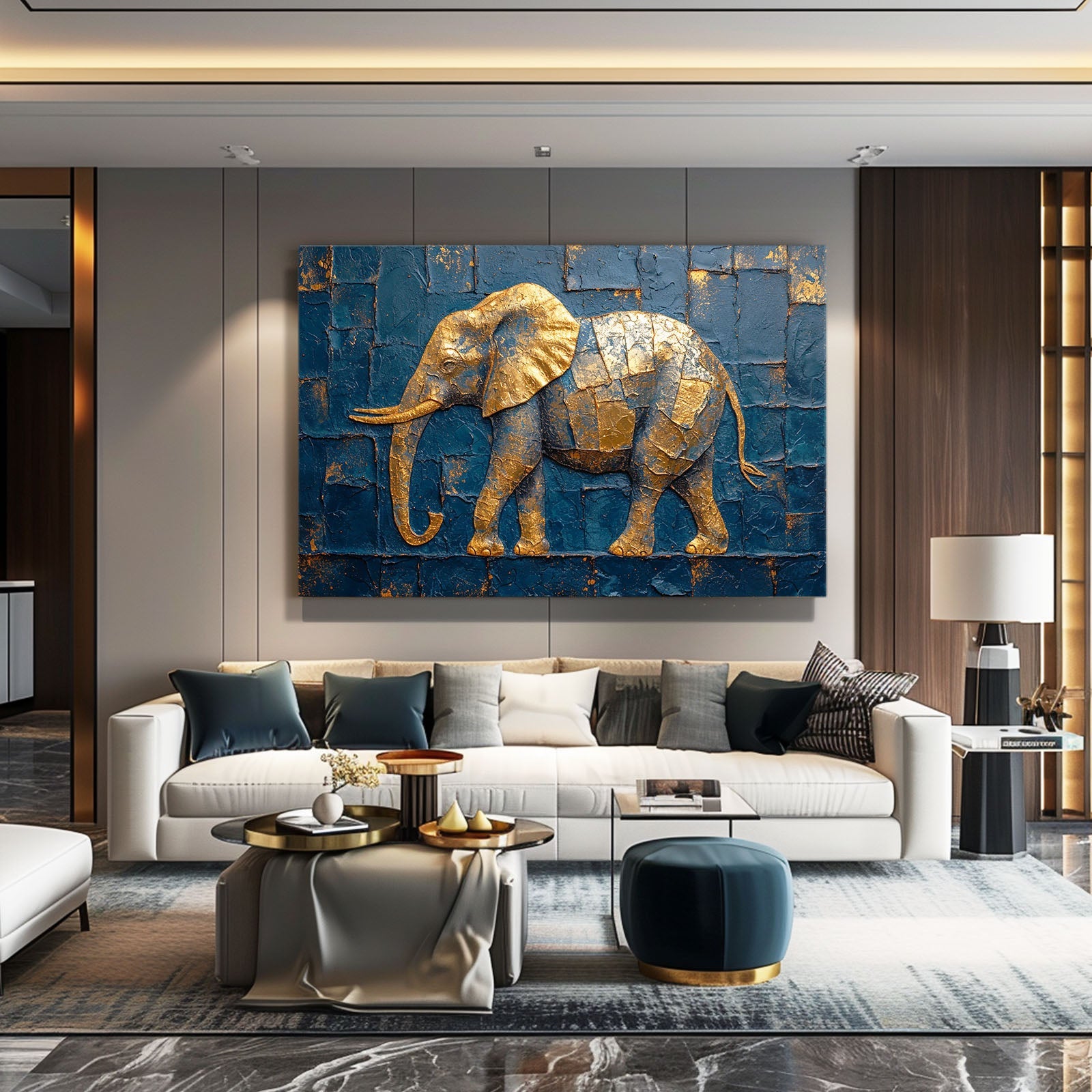 Gold Texture Elephant Art