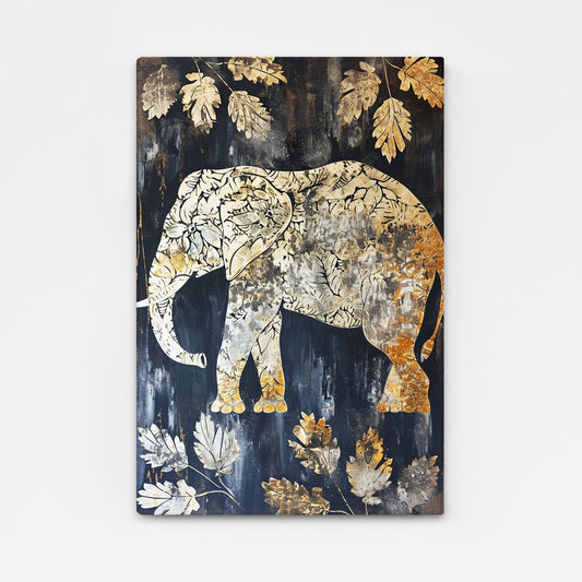 Golden Autumn Elephant Art