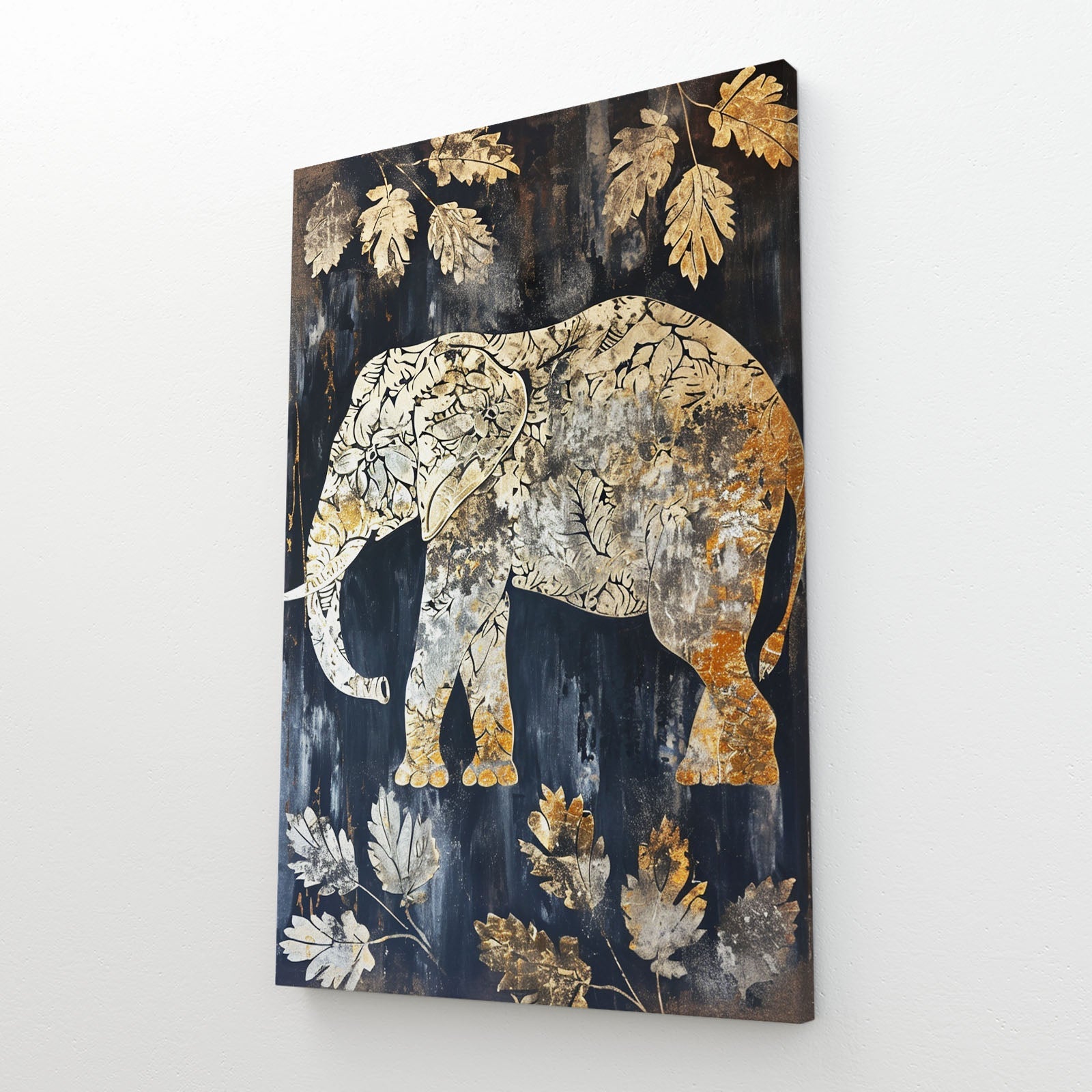 Golden Autumn Elephant Art