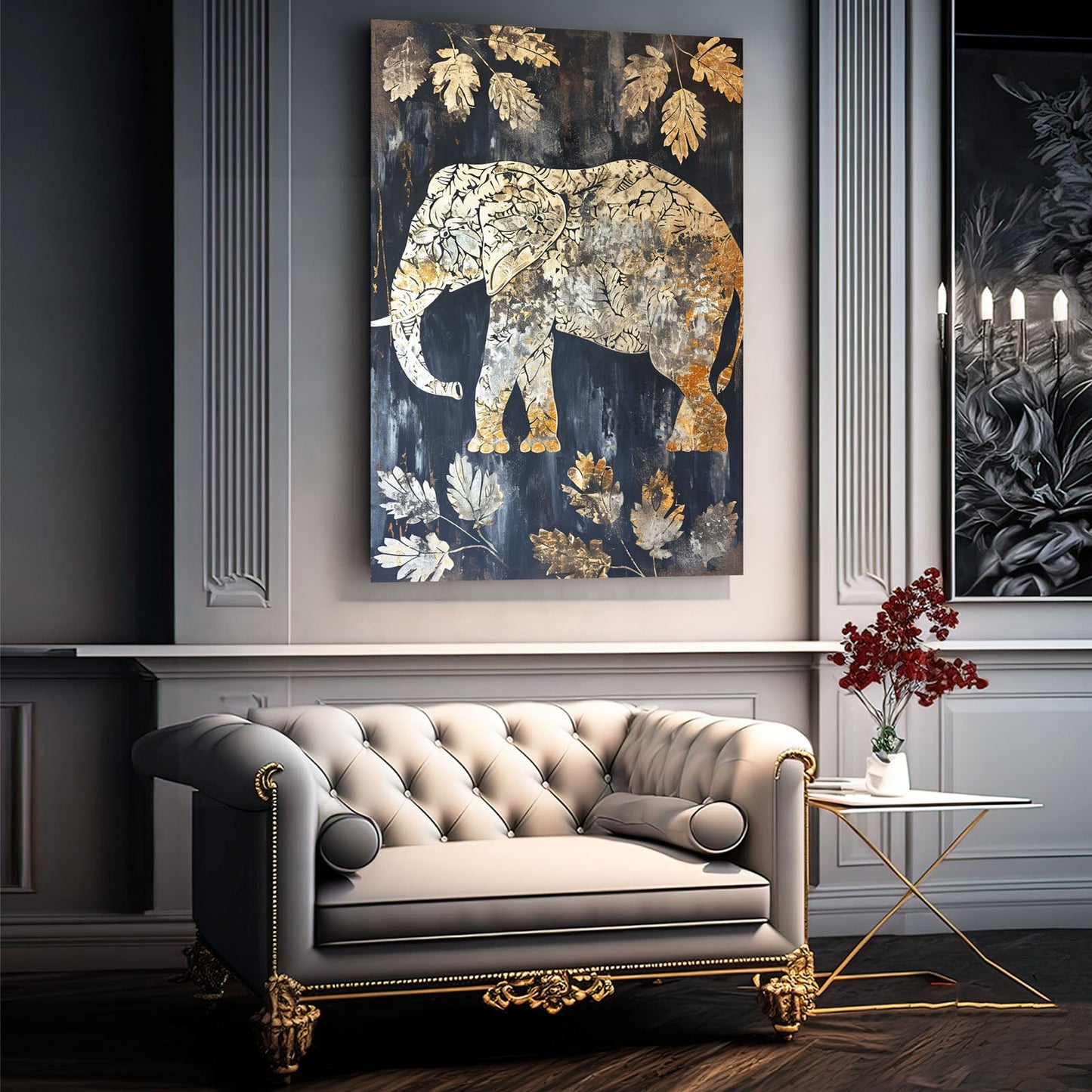 Golden Autumn Elephant Art