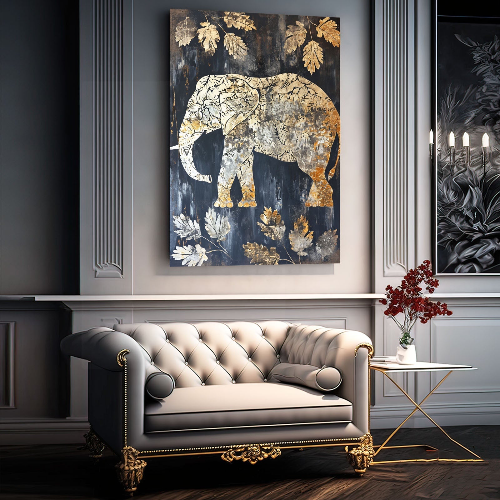 Golden Autumn Elephant Art