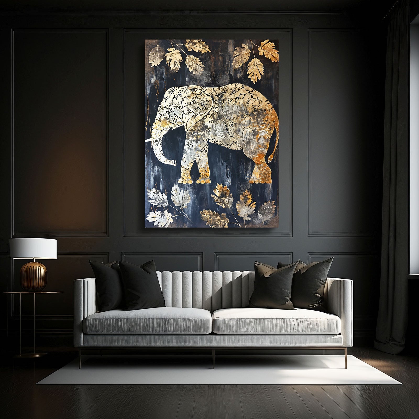 Golden Autumn Elephant Art