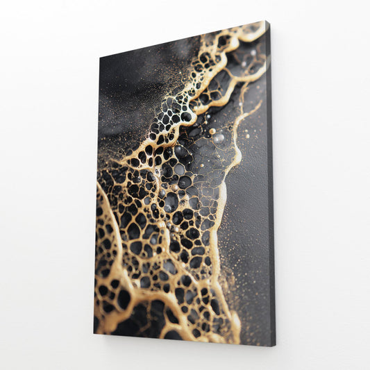 Golden Cell Veins Wall Decor – angled canvas view on white background
