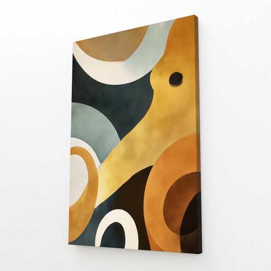 Golden Curve Abstract Octopus Wall Decor – angled canvas view on white background