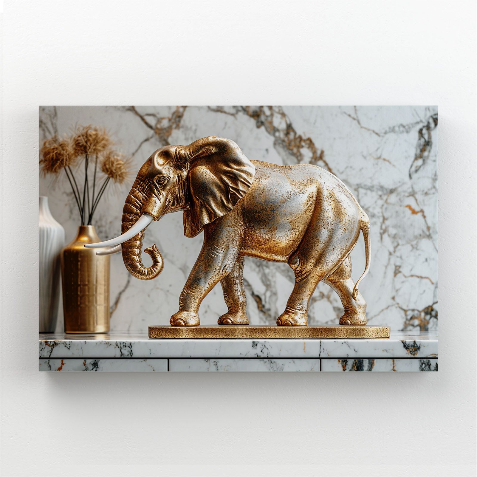 Golden Elephant Art Statue