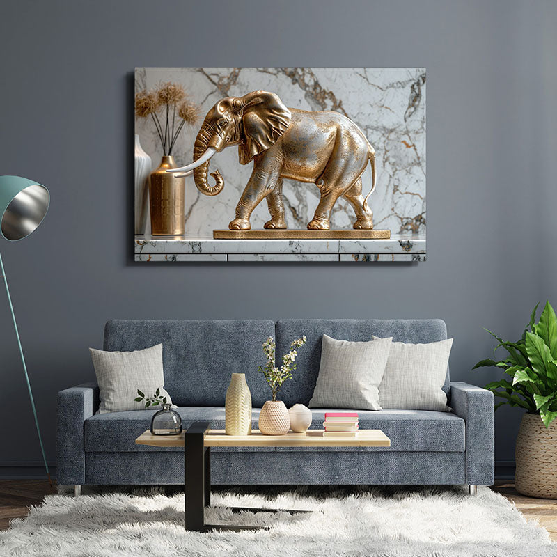 Golden Elephant Art Statue