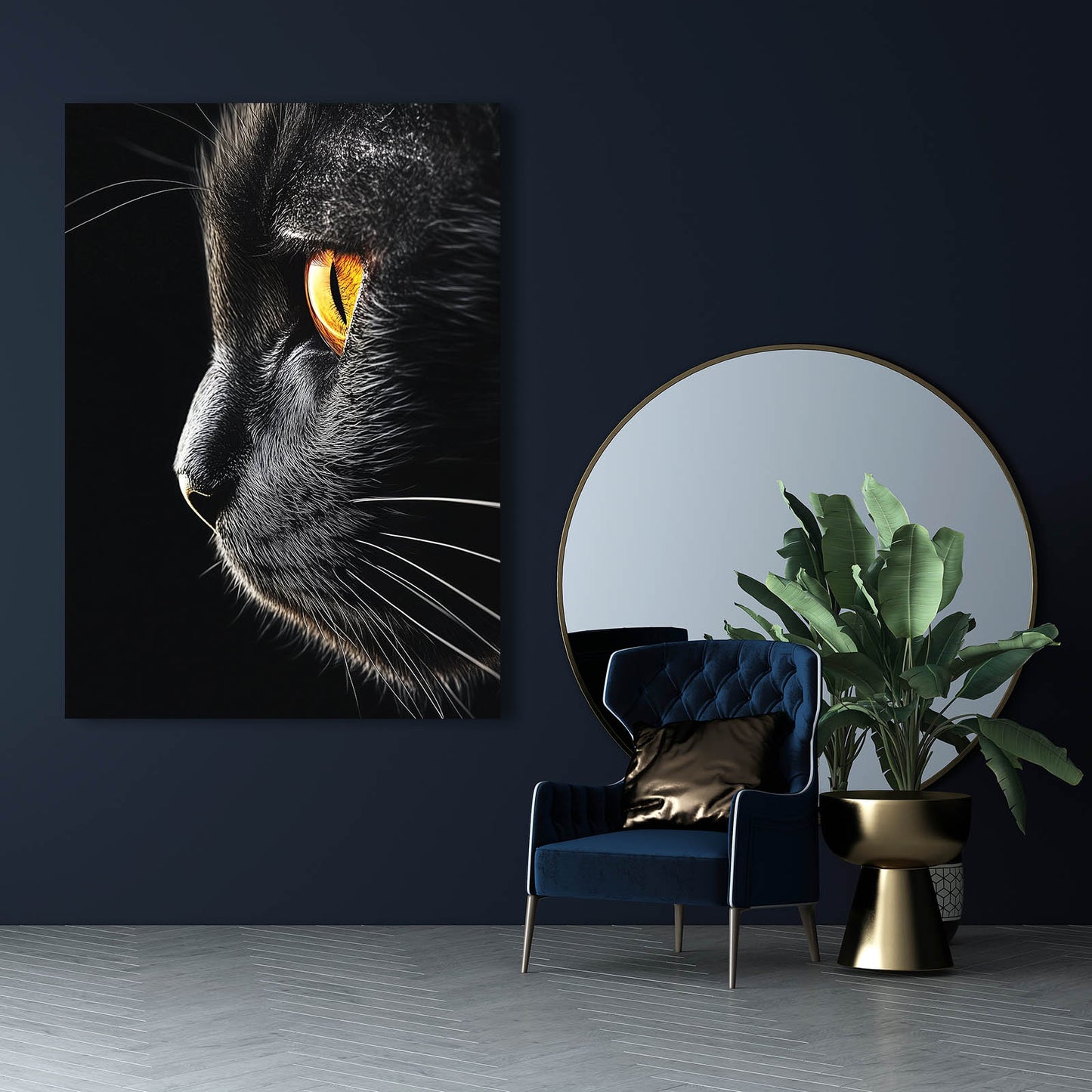 Golden Eye Profile Cat Art