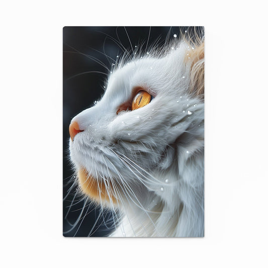 Golden Eyes Cat Wall Art – angled canvas view on white background