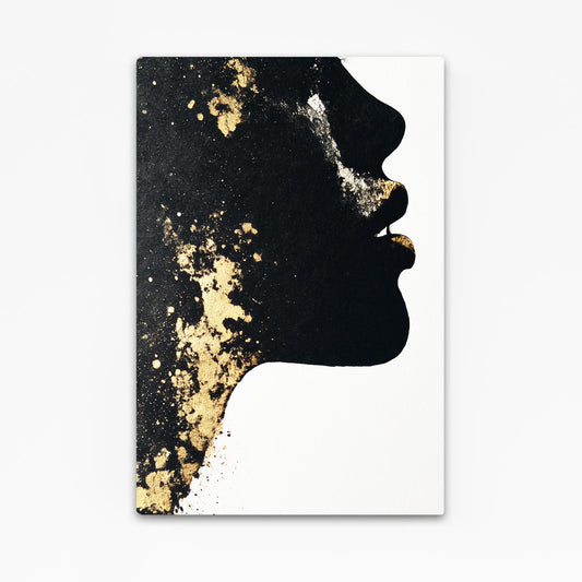 Golden Face Profile Canvas Art – angled canvas view on white background