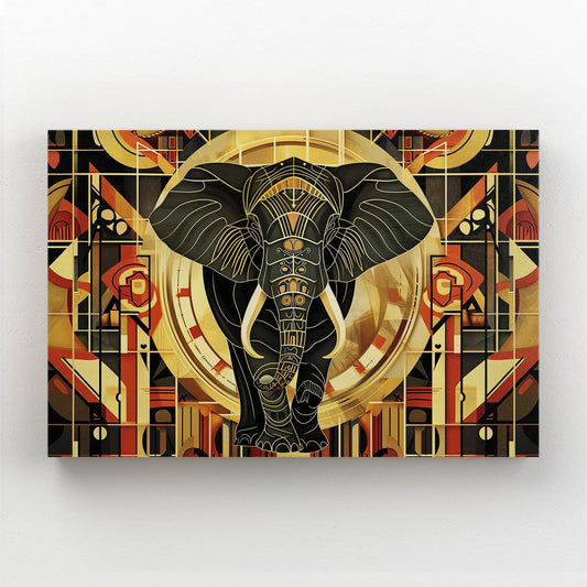 Golden Geometric Elephant Art