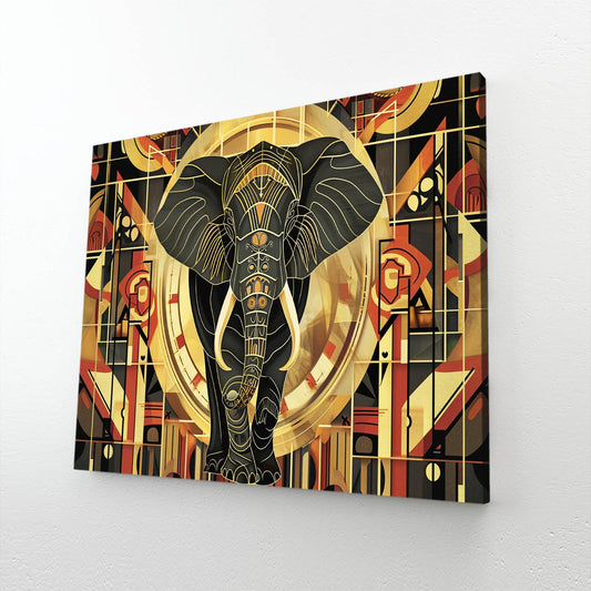 Golden Geometric Elephant Art