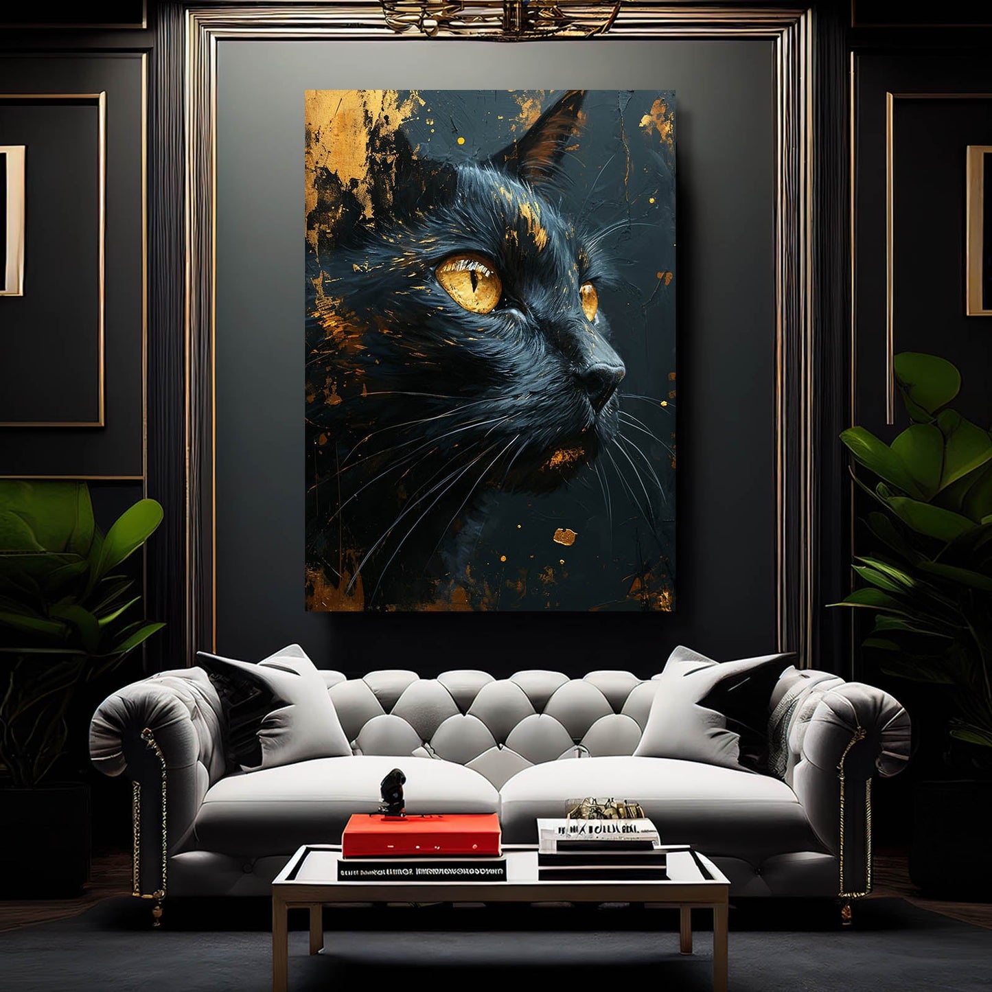 Golden Glare Cat Wall Art