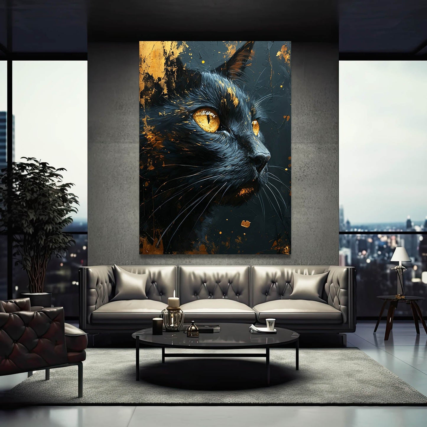 Golden Glare Cat Wall Art