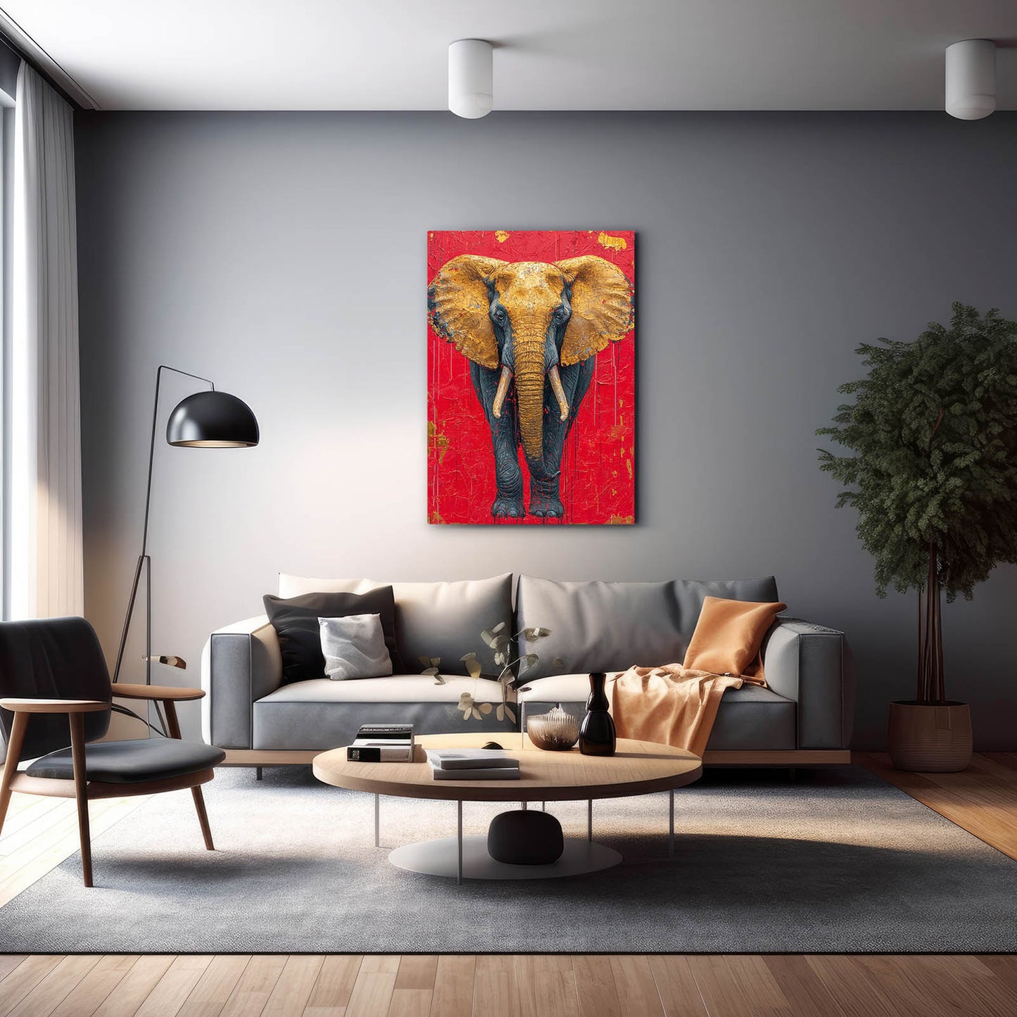 Golden Majesty Elephant Art