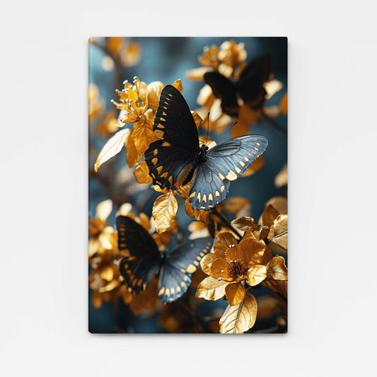 Golden Petals Butterfly Wall Art