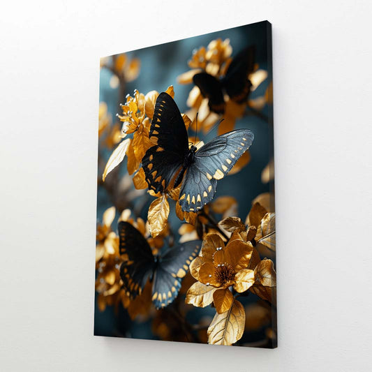 Golden Petals Butterfly Wall Art