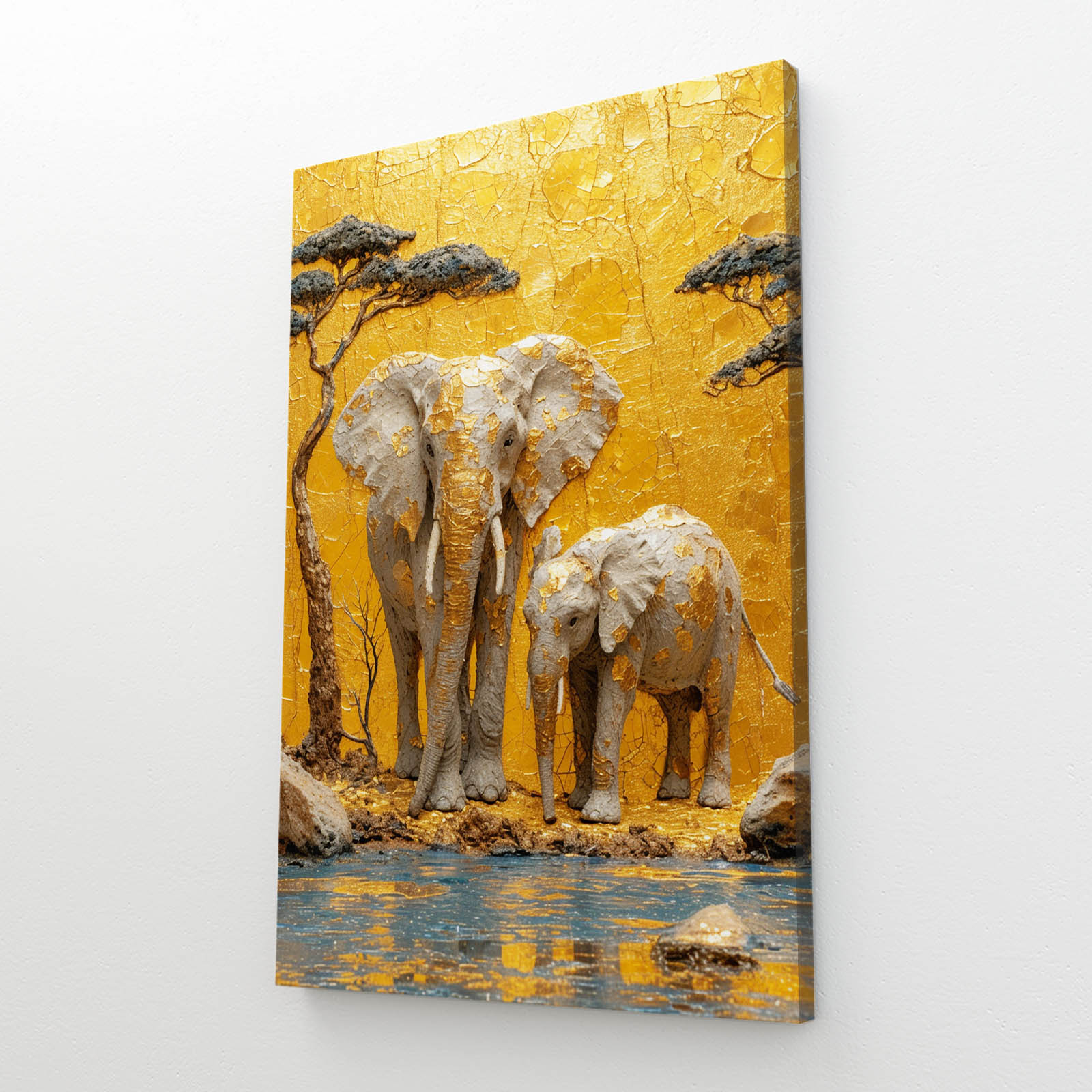 Golden Safari Elephant Duo Art