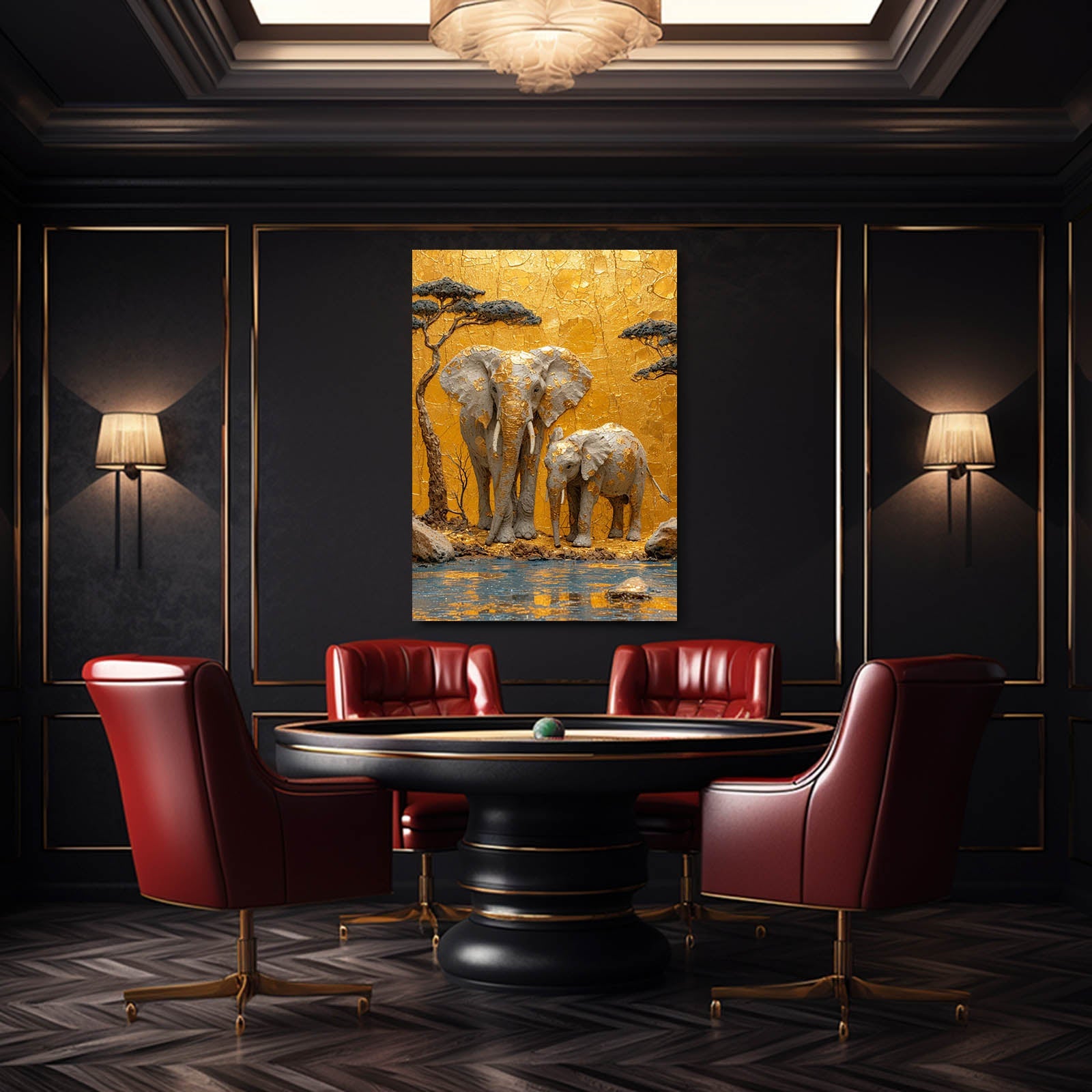 Golden Safari Elephant Duo Art