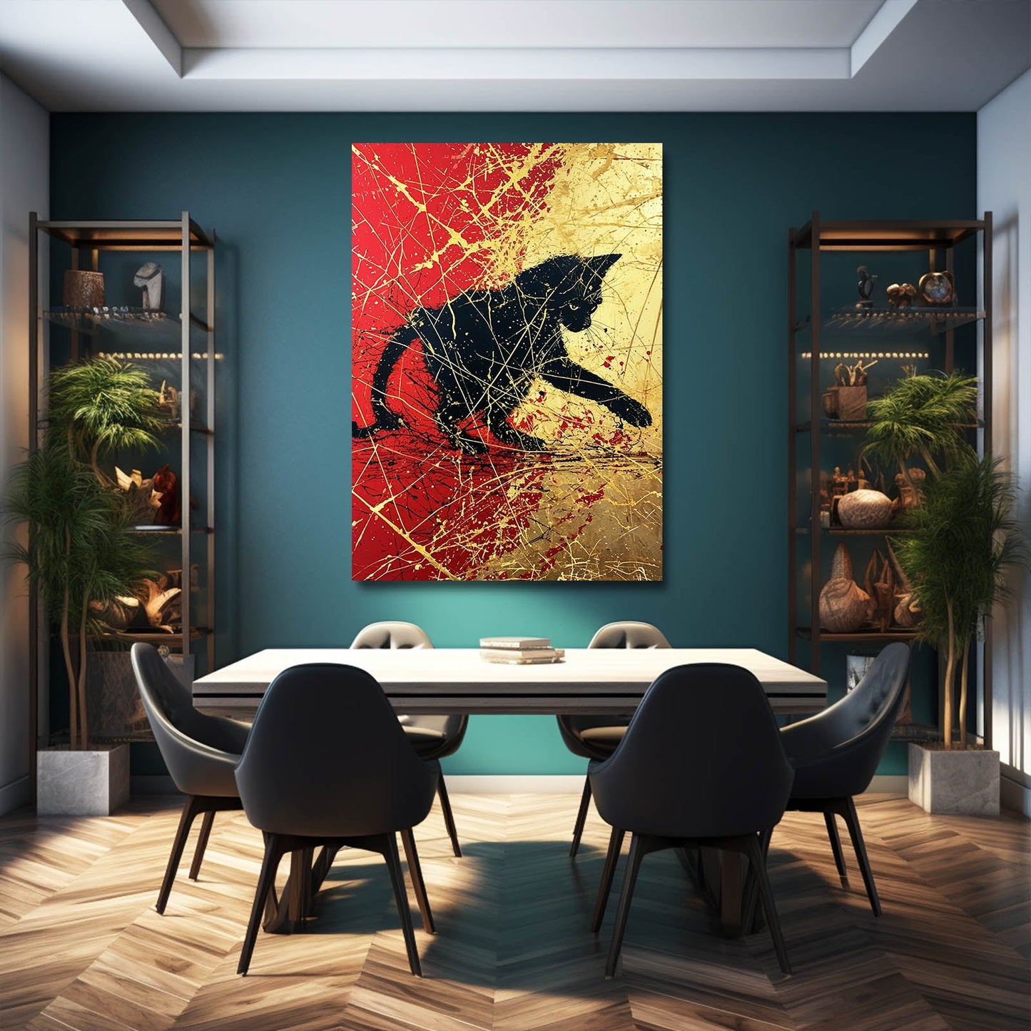 Golden Splash Cat Art