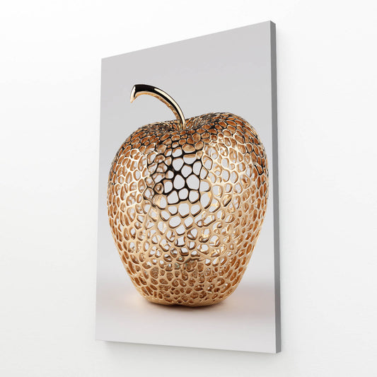 Golden Textured Fruit Canvas Art – angled canvas view on white background
