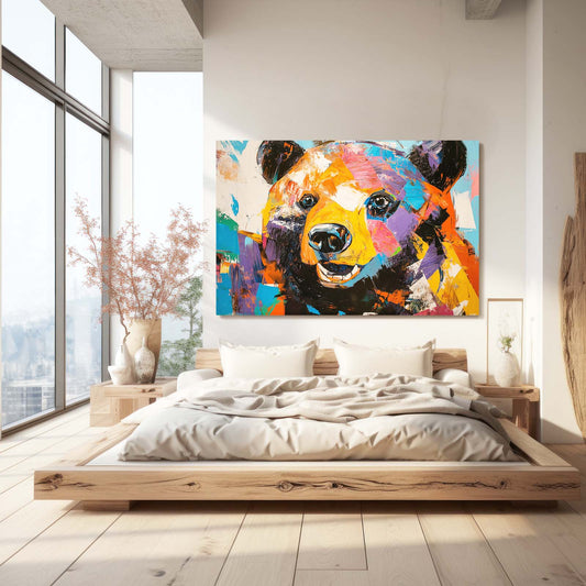 Graffiti Bear Art — abstract canvas print in orange tones, view 3
