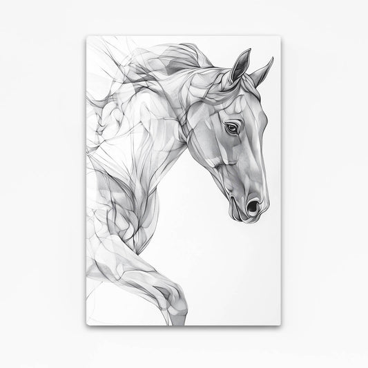 Gray Horse Wall Art — contemporary canvas print, angled canvas view on white background