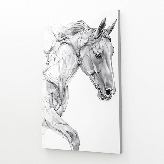 Gray Horse Wall Art – angled canvas view on white background
