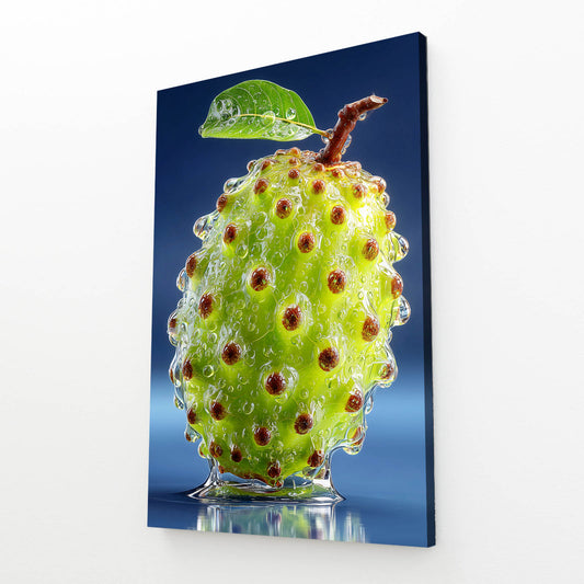 Green Soursop Fruit Wall Decor – angled canvas view on white background