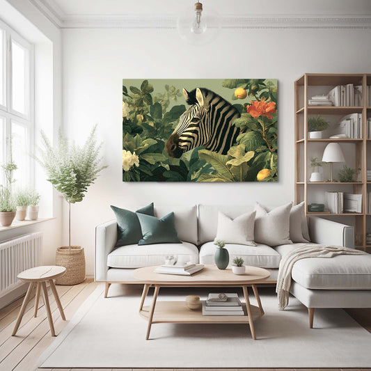 Green Zebra Art – styled in a furnished interior