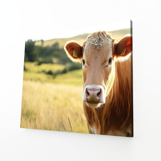 Happy Cow Art – angled canvas view on white background