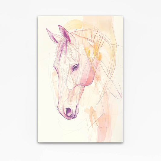 Head Line Art Horse Wall Art — contemporary canvas print, angled canvas view on white background