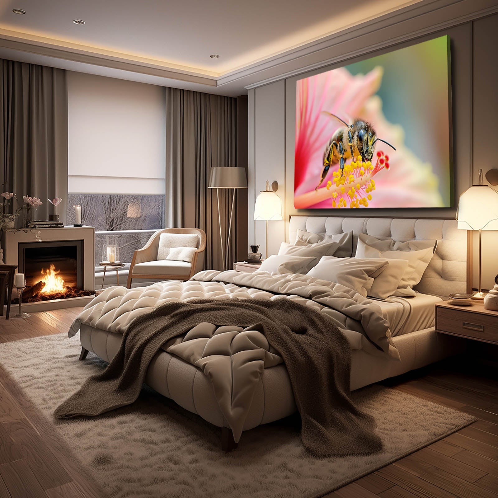 Hibiscus Bloom Bee Art