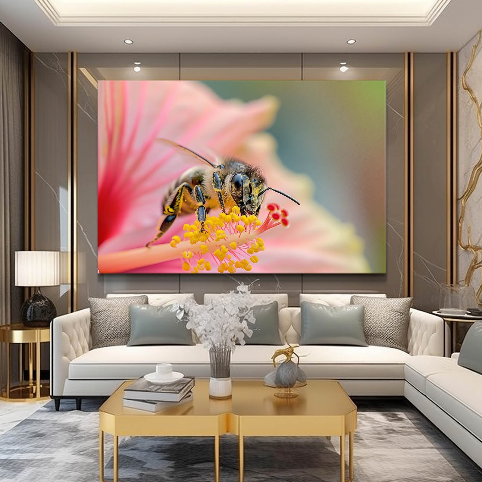 Hibiscus Bloom Bee Art