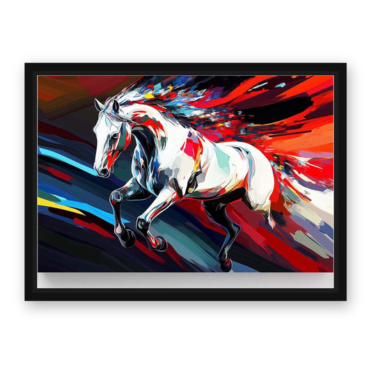 Horizontal Horse Art – with Premium Black wood frame