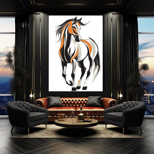 Horse Artwork – angled canvas view on white background