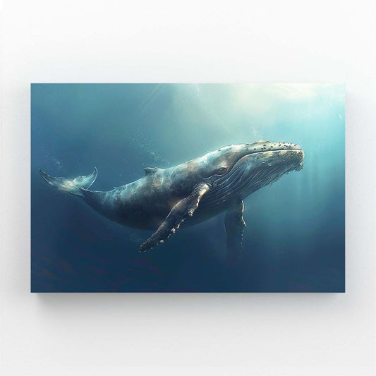 Humpback Whale Canvas Art – angled canvas view on white background