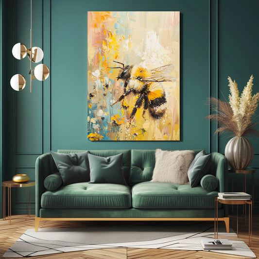 Impressionist Bee Art — abstract canvas print in orange tones, view 3