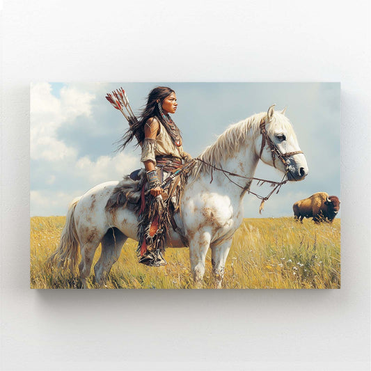 Indian Horse Wall Art — contemporary canvas print, angled canvas view on white background