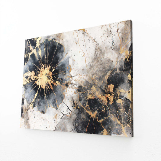 Ink Bloom Frost Gold Canvas – angled canvas view on white background