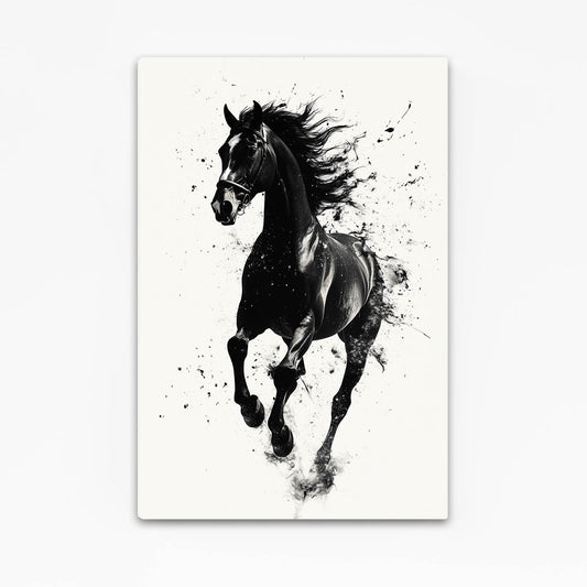 Ink Splatter Gallop Horse Art — contemporary canvas print, angled canvas view on white background