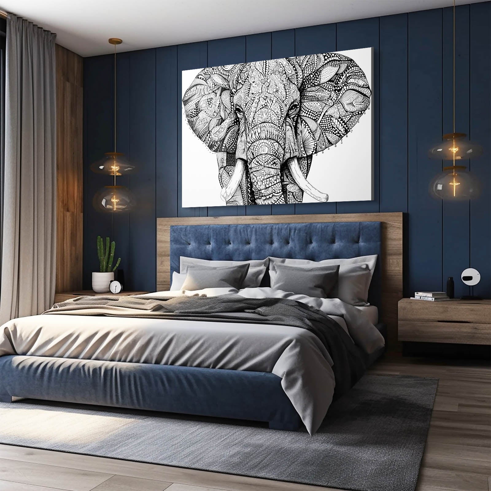 Intricate Line Elephant Art