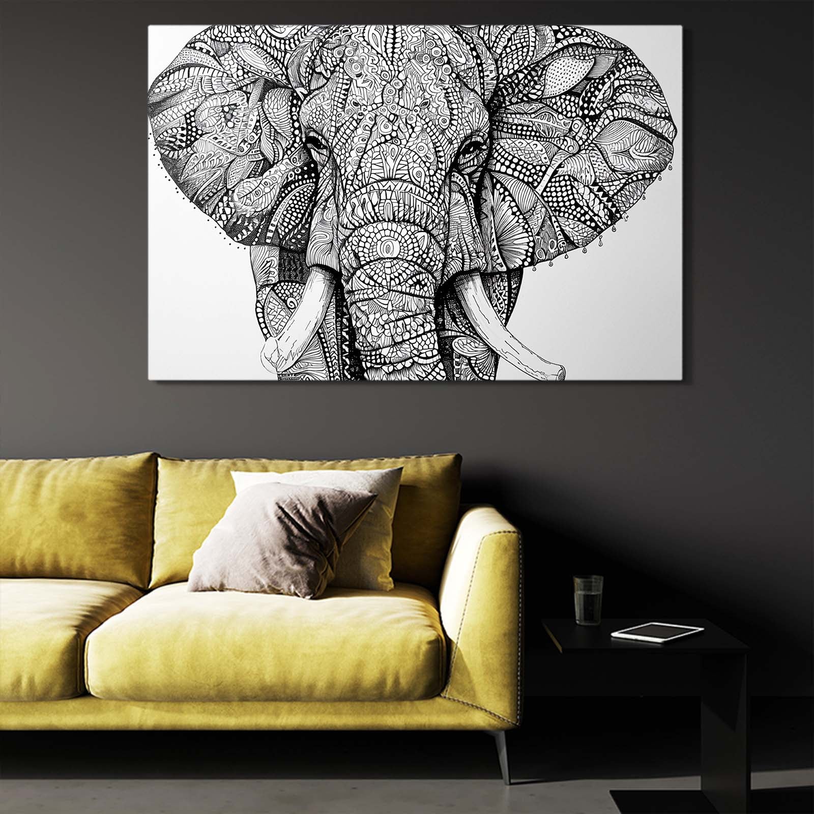 Intricate Line Elephant Art