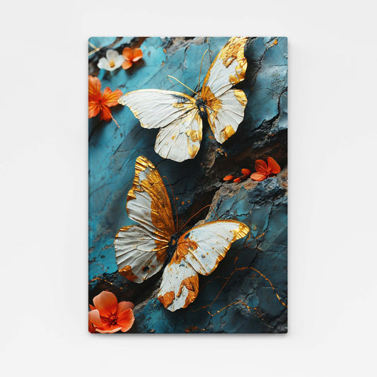 Ivory And Gold Butterfly Wall Art