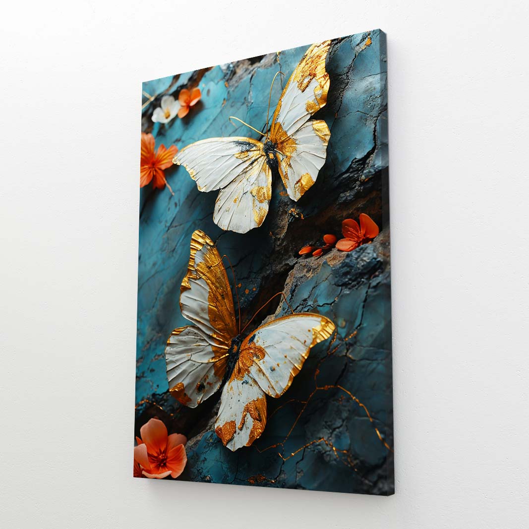 Ivory And Gold Butterfly Wall Art