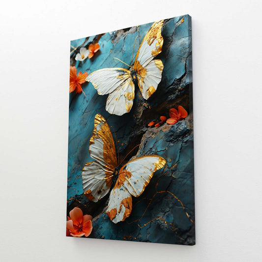 Ivory And Gold Butterfly Wall Art