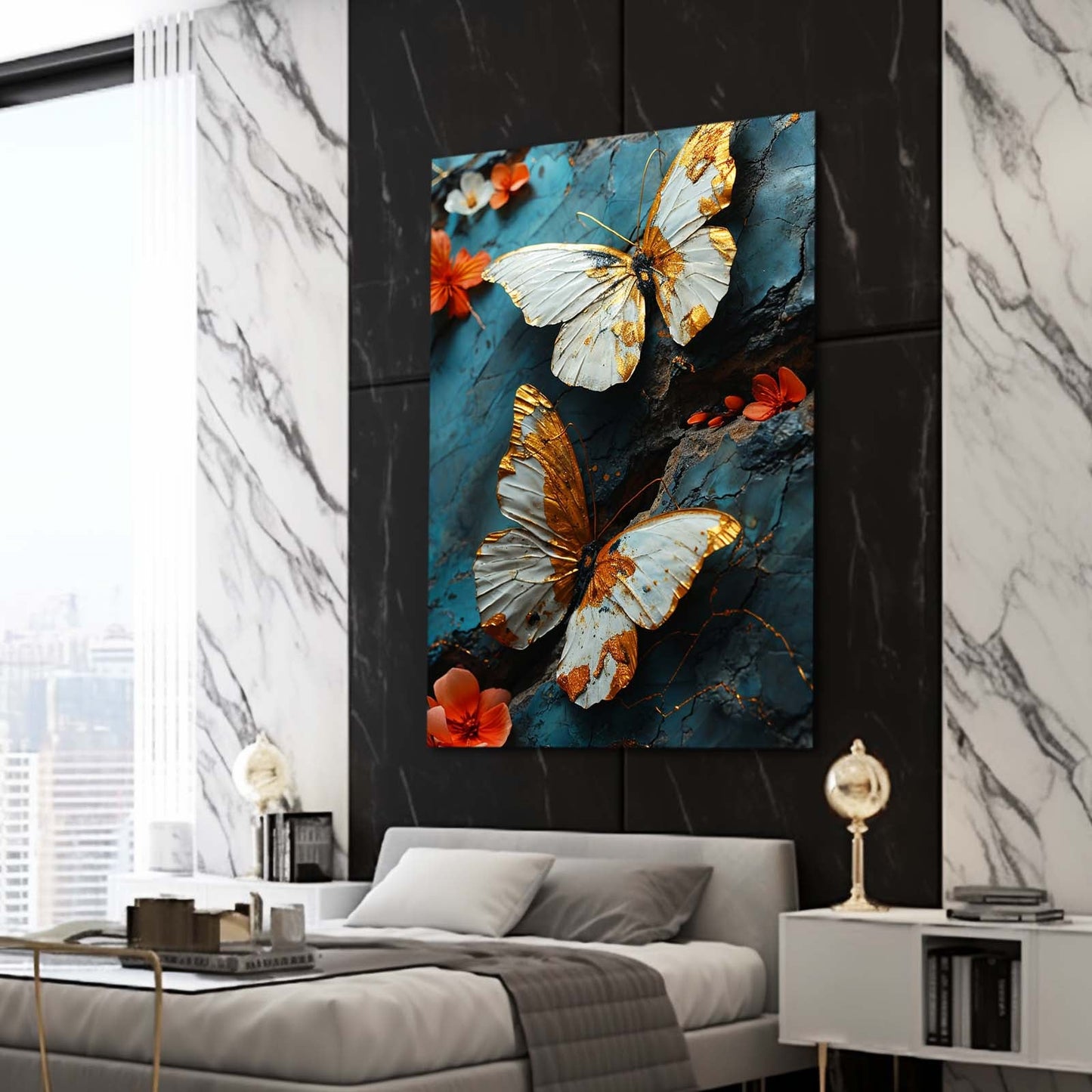 Ivory And Gold Butterfly Wall Art