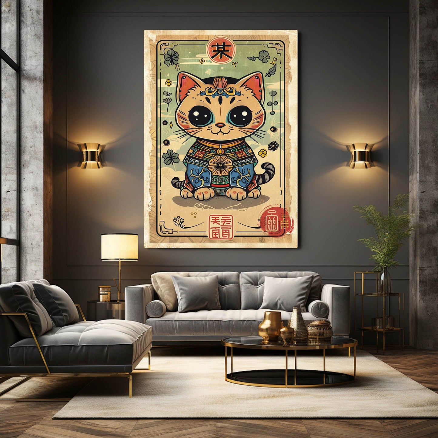 Japan Cat Wall Arts Canvas